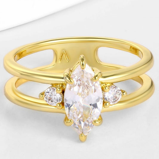 Inel din Aliaj Placat cu Aur cu Cristal Alb Emporia®