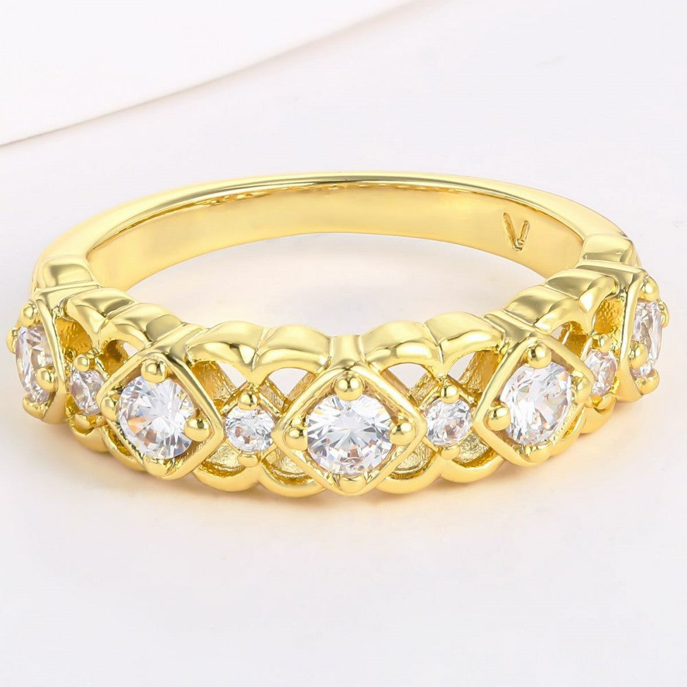 Inel din Aliaj Placat cu Aur cu Cristal Alb Emporia® 1 