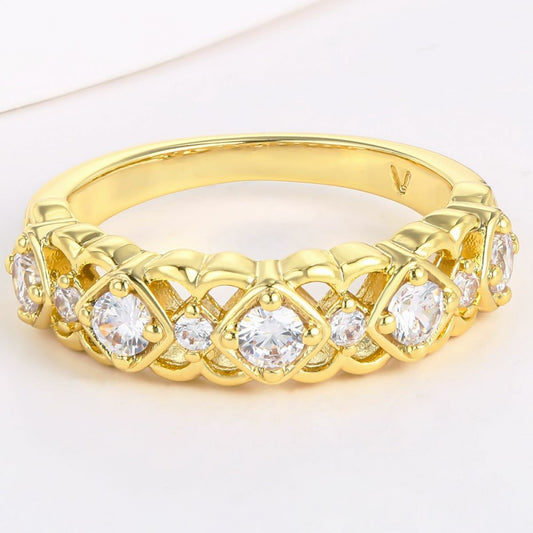 Inel din Aliaj Placat cu Aur cu Cristal Alb Emporia®