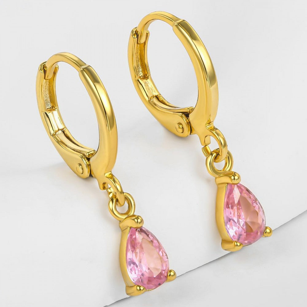 Cercei din Aliaj Placat cu Aur cu Cristal Roz Emporia® 1 