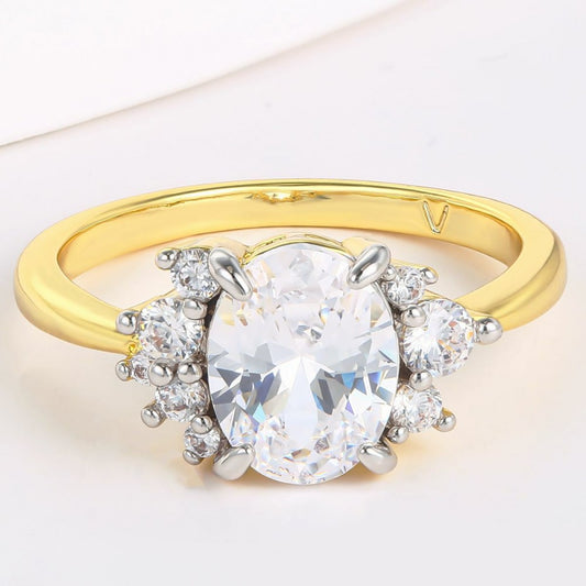 Inel din Aliaj Placat cu Aur cu Cristal Alb Emporia®