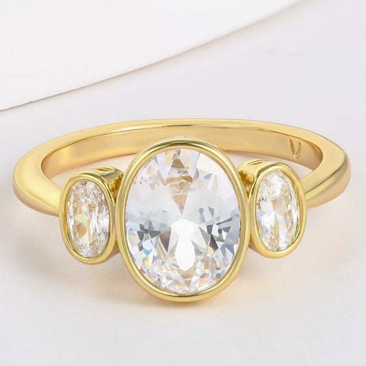 Inel din Aliaj Placat cu Aur cu Cristal Alb Emporia®