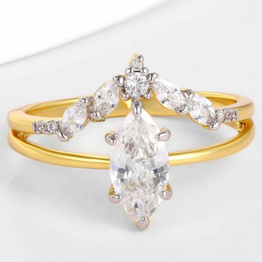 Inel din Aliaj Placat cu Aur cu Cristal Alb Emporia®