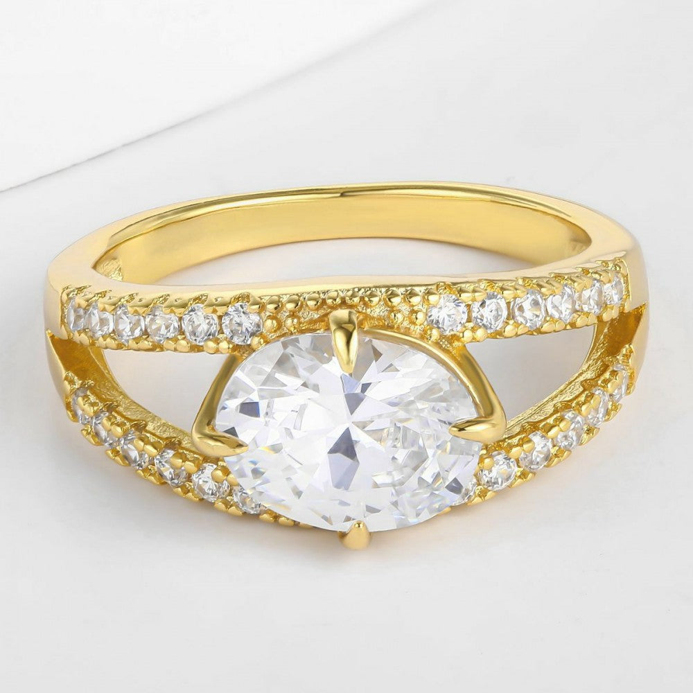 Inel din Aliaj Placat cu Aur cu Cristal Alb Emporia® 1 