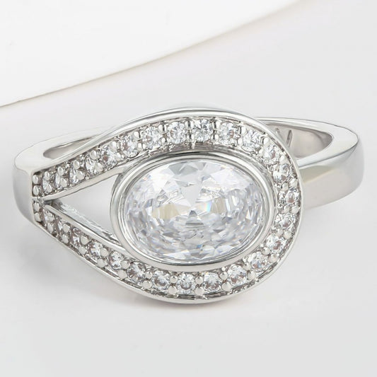 Inel din Aliaj Placat cu Aur cu Cristal Alb Emporia®