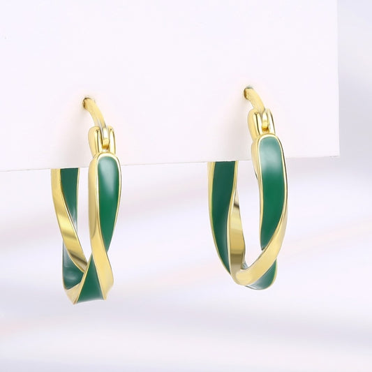 Cercei din Aliaj Placat cu Aur cu Cristal Verde Emporia®