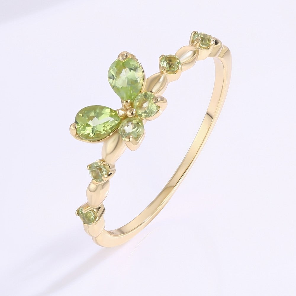 Inel din Aliaj Placat cu Aur cu Cristal Verde Emporia® 1 