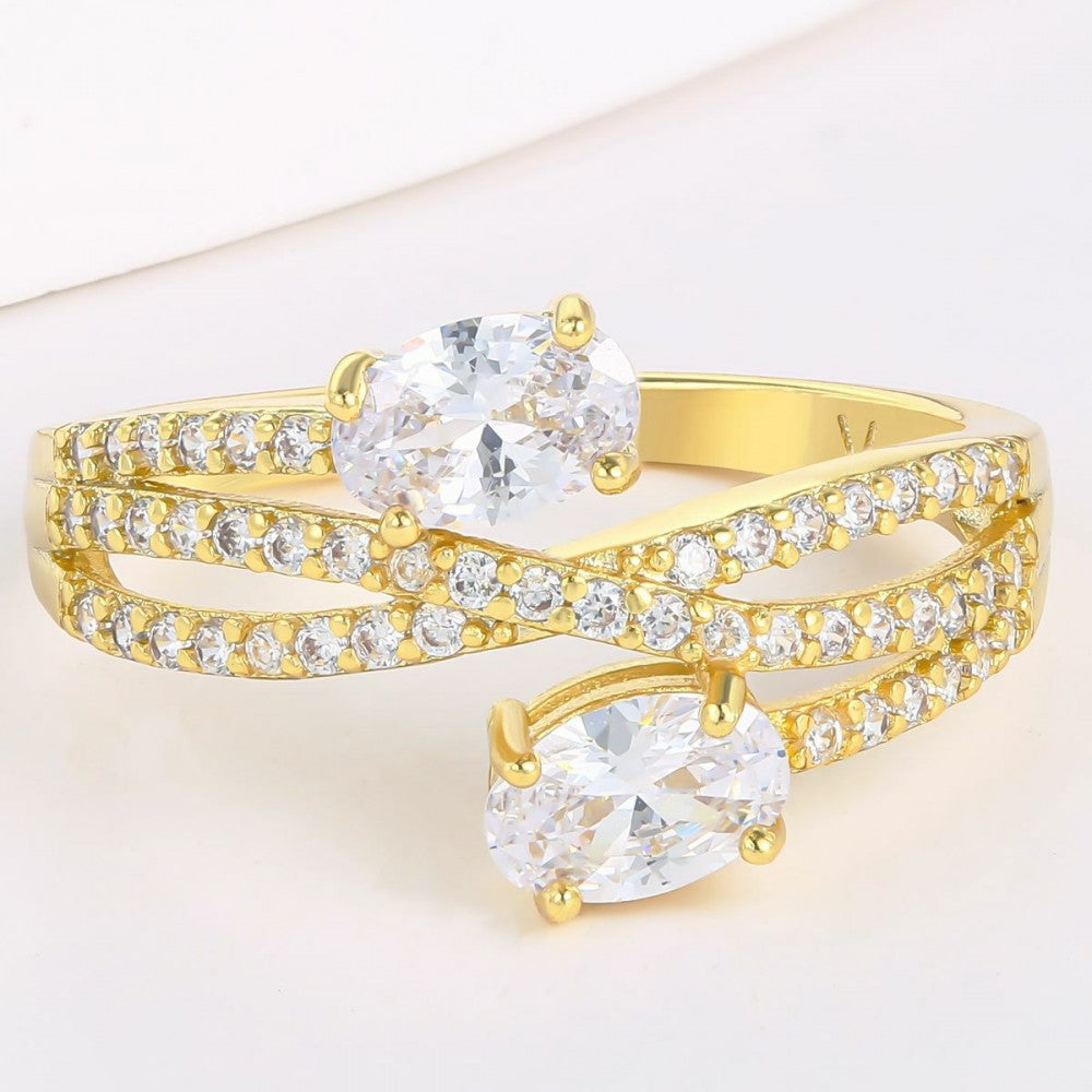Inel din Aliaj Placat cu Aur cu Cristal Alb Emporia®