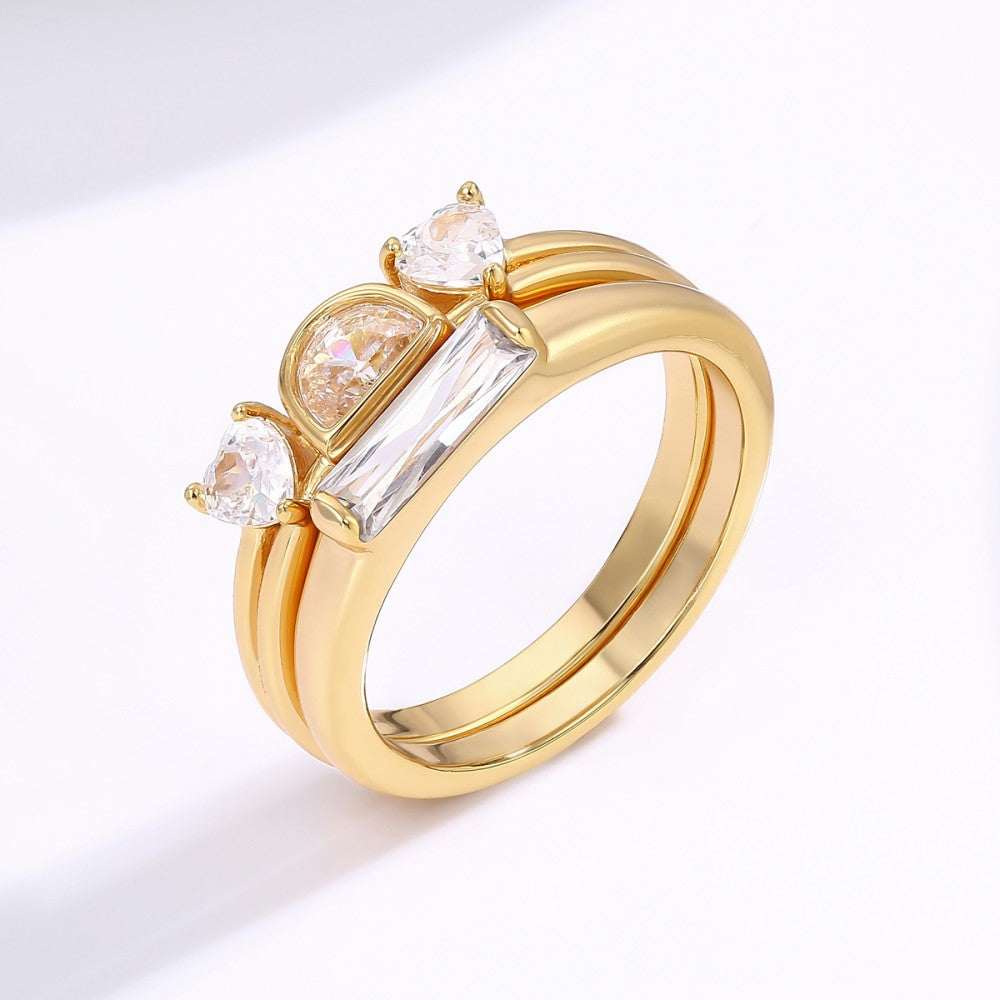 Inel din Aliaj Placat cu Aur cu Cristal Alb Emporia® 1 