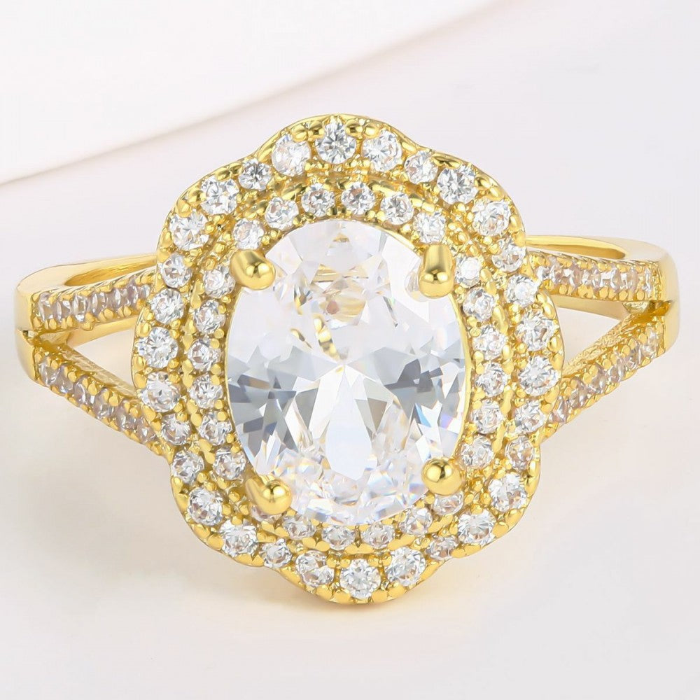 Inel din Aliaj Placat cu Aur cu Cristal Alb Emporia® 1 