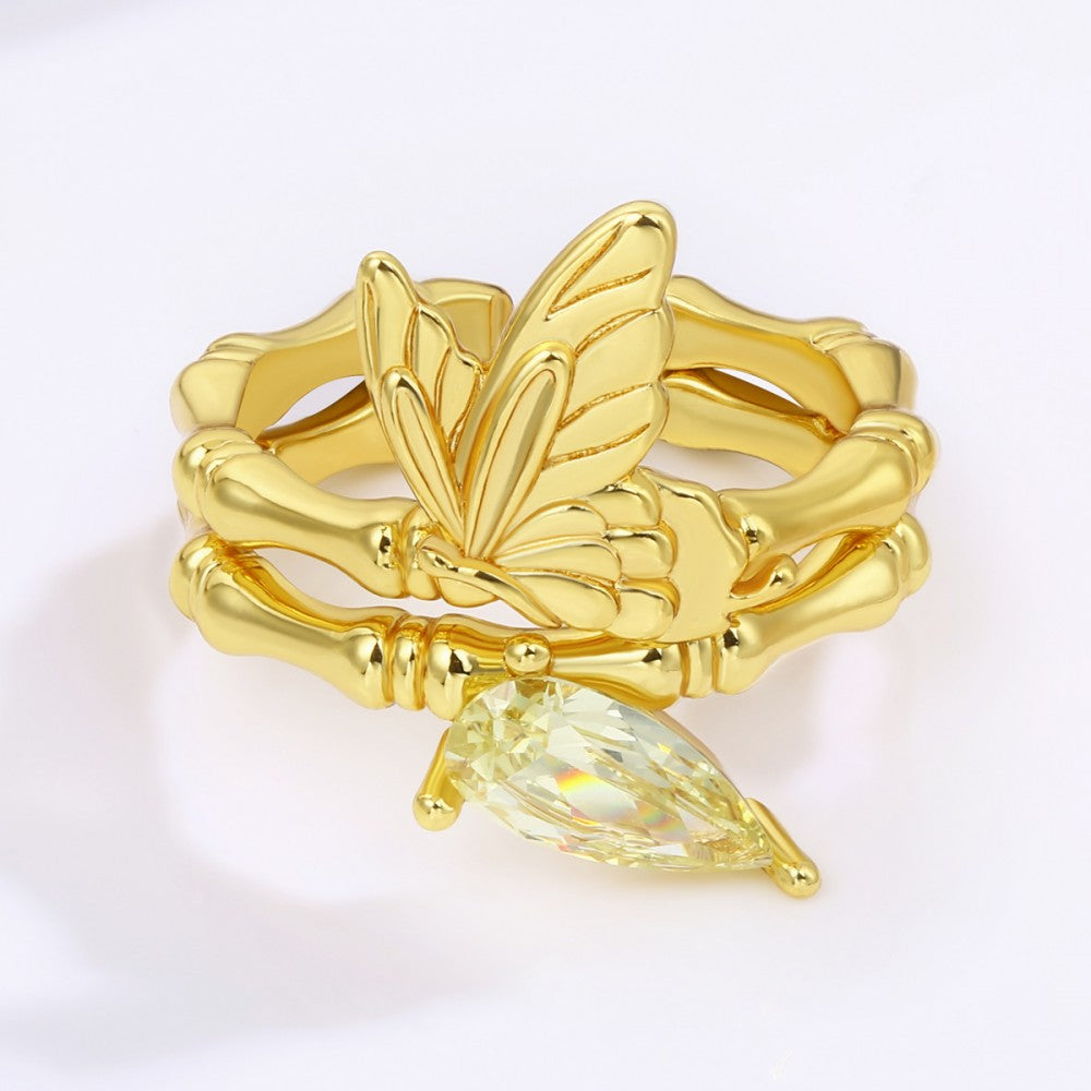Inel din Aliaj Placat cu Aur cu Cristal Alb Emporia® 1 
