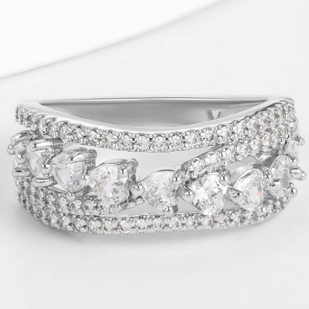Inel din Aliaj Placat cu Aur cu Cristal Alb Emporia® 1 