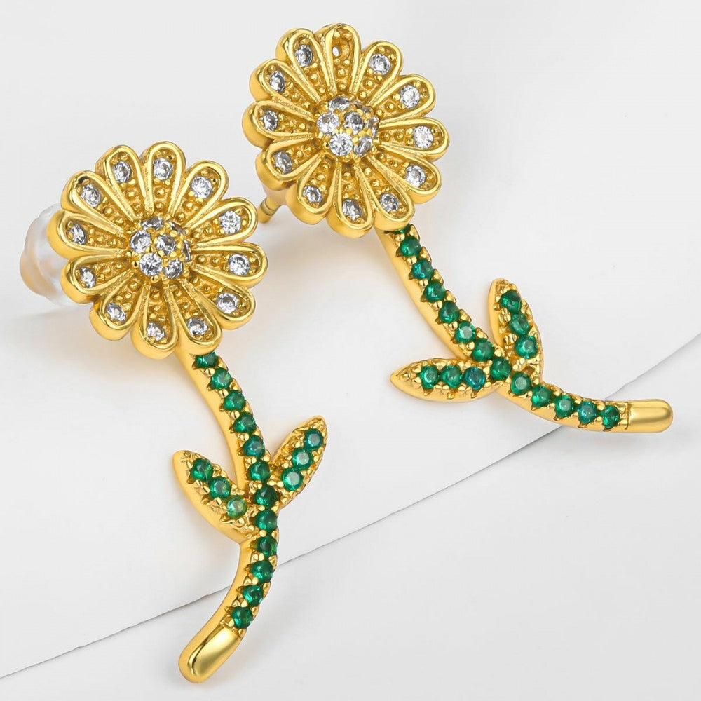 Cercei din Aliaj Placat cu Aur cu Cristal Verde Emporia® 1 