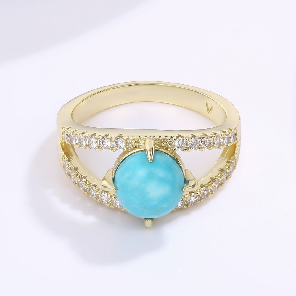 Inel din Aliaj Placat cu Aur cu Cristal Albastru Emporia®