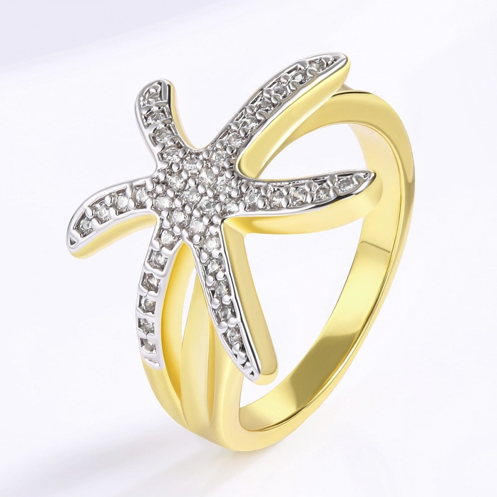 Inel din Aliaj Placat cu Aur cu Cristal Alb Emporia® 1 