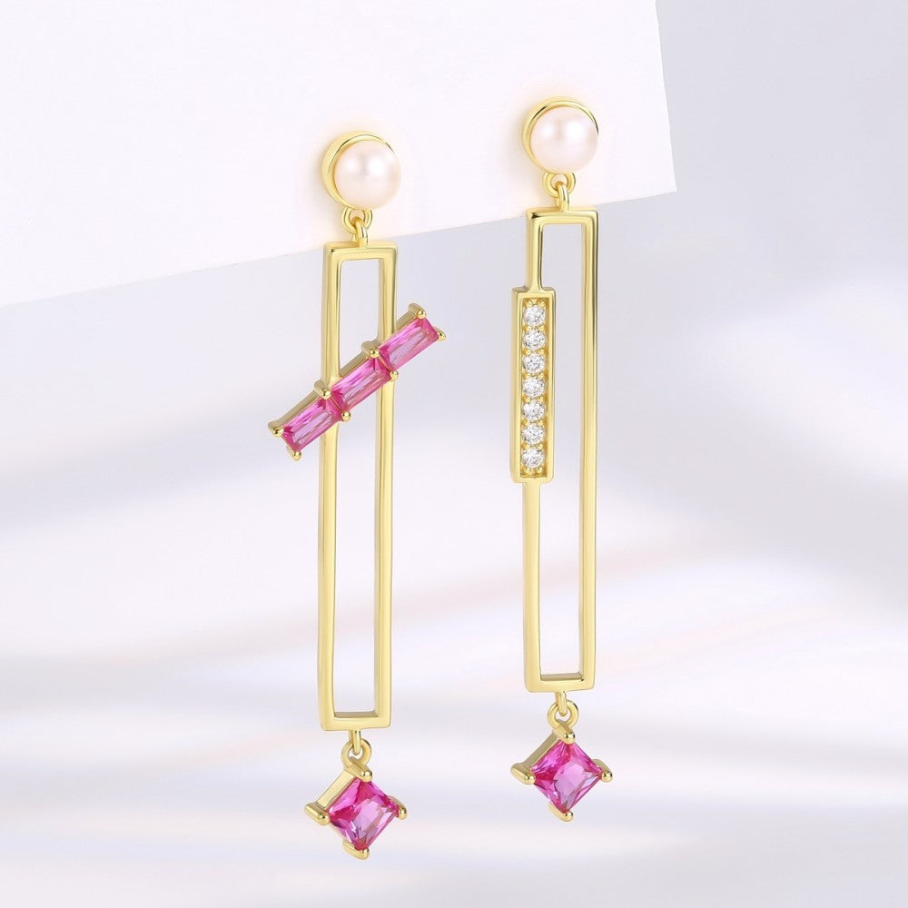Cercei din Aliaj Placat cu Aur cu Cristal Roz Emporia® 1 