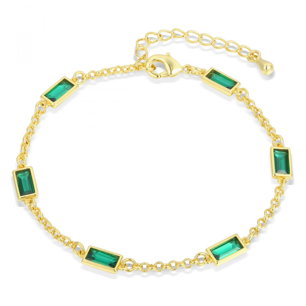 Brățară din Aliaj Placat cu Aur cu Cristal Verde Emporia® 1 