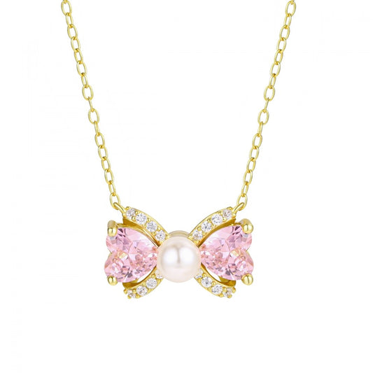 Colier din Aliaj Placat cu Aur cu Cristal Roz Emporia®