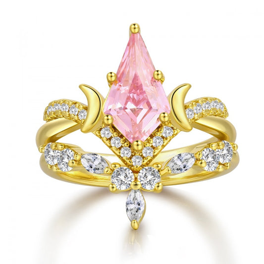 Inel din Aliaj Placat cu Aur cu Cristal Roz Emporia®