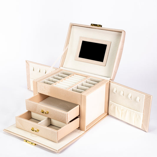 Cutie de bijuterii cu oglindă, albă