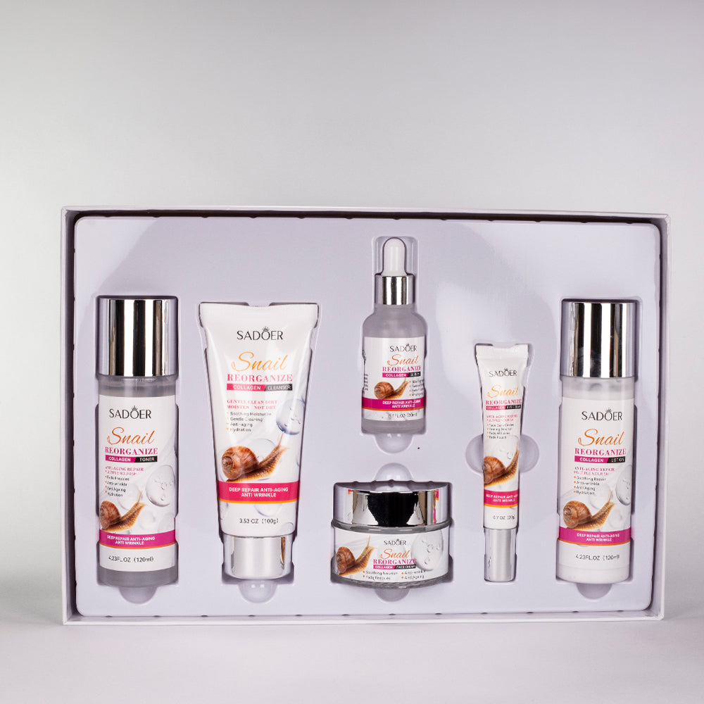 Set facial cu mucus de melc și colagen – 6 piese SADOER
