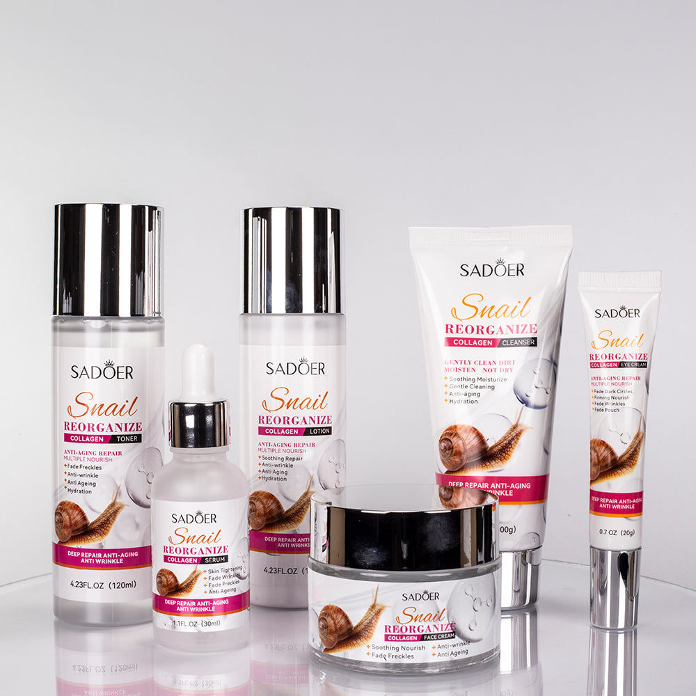 Set facial cu mucus de melc și colagen – 6 piese SADOER