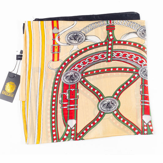 Eșarfă „Lanțuri de lux”, 85 x 180 cm, crem, 100% mătase vegană