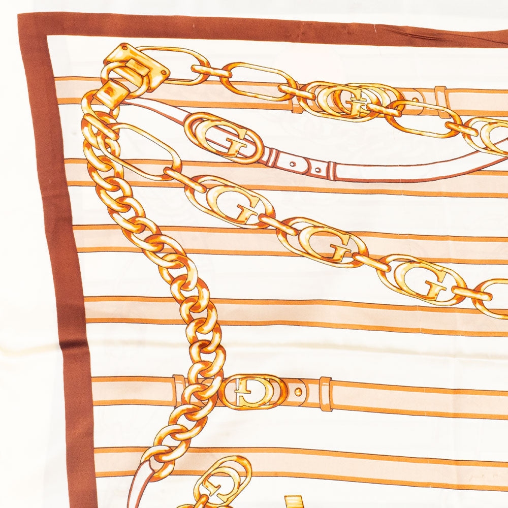 Eșarfă „Lanțuri Regale”, 85 x 180 cm, albastră, 100% mătase vegană