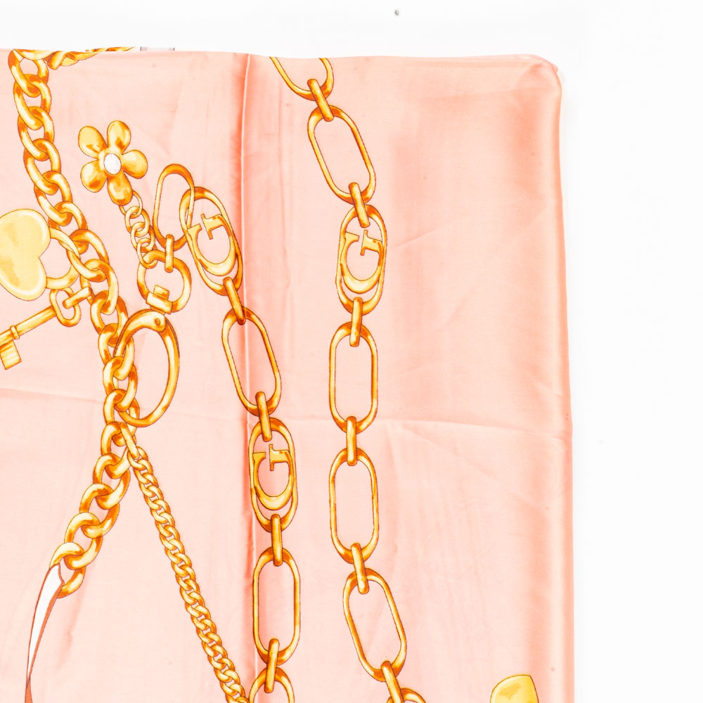 Eșarfă „Lanțuri Regale”, 85 x 180 cm, roz, 100% mătase vegană 2 