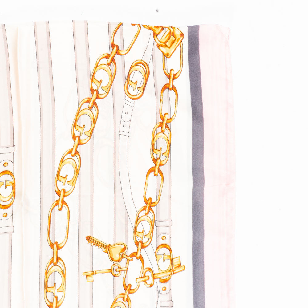 Eșarfă „Lanțuri Regale”, 85 x 180 cm, roz, 100% mătase vegană 3 