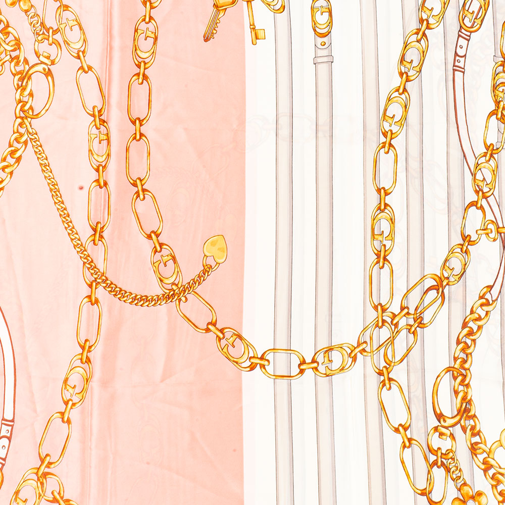 Eșarfă „Lanțuri Regale”, 85 x 180 cm, roz, 100% mătase vegană