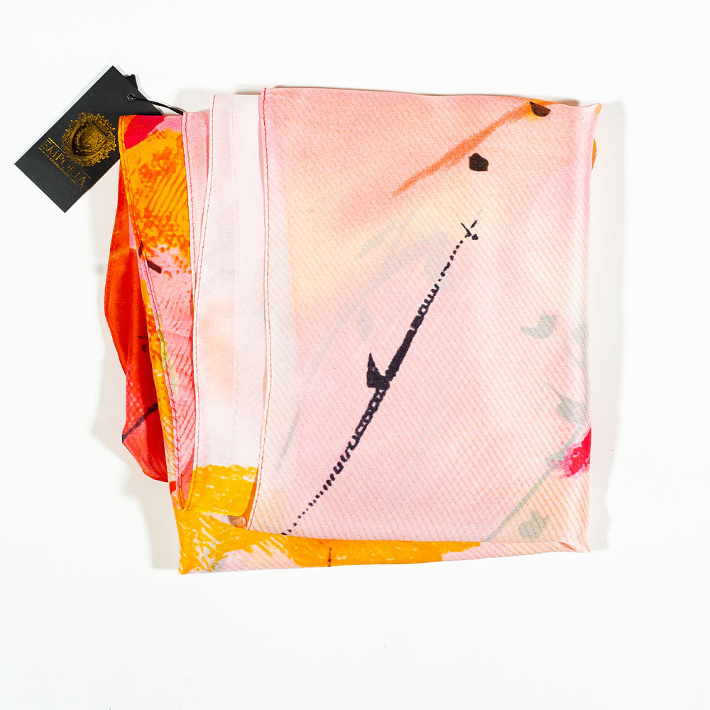 Eșarfă „Lotus Nocturn”, 85 x 180 cm, portocalie, 100% mătase vegană 1 