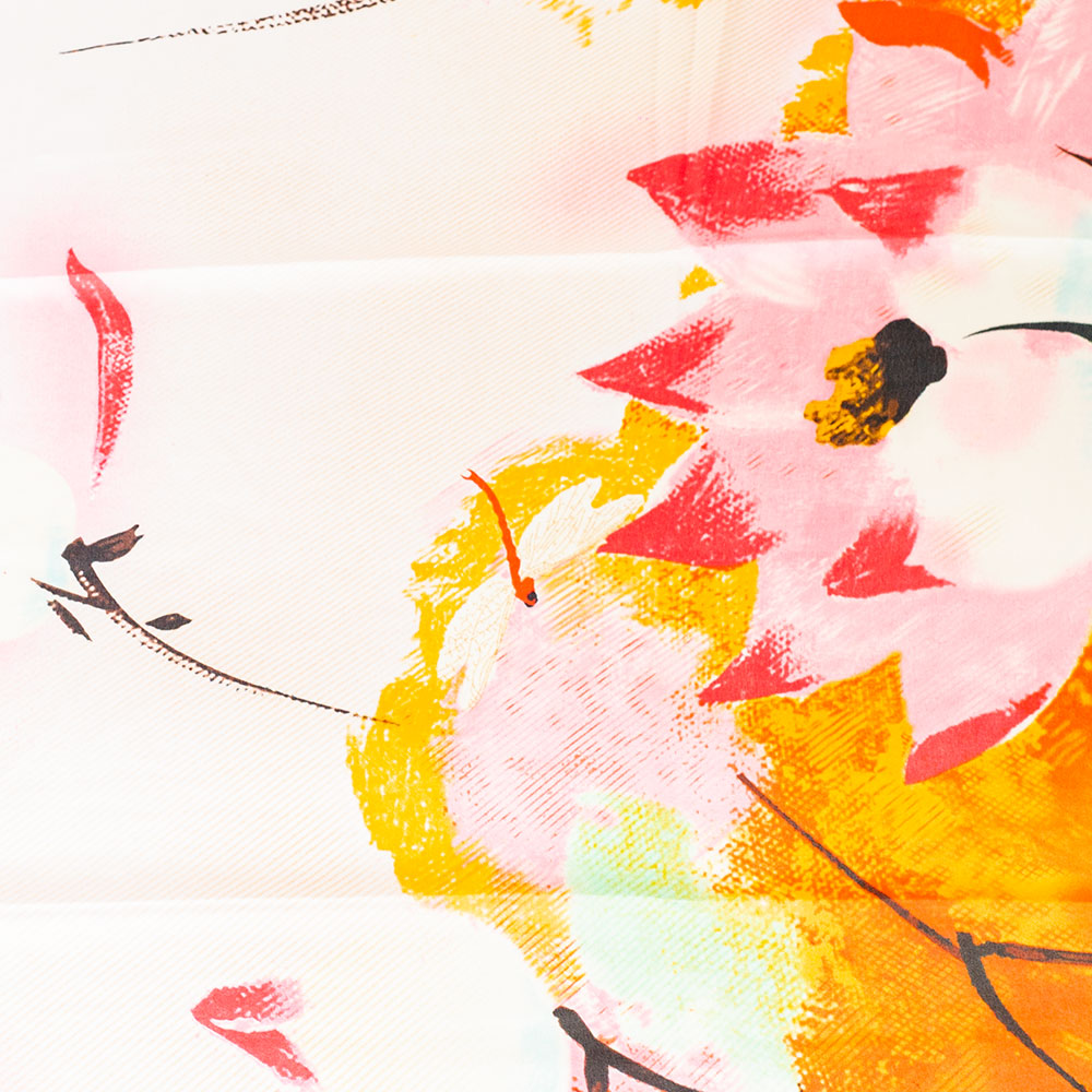 Eșarfă „Lotus Nocturn”, 85 x 180 cm, portocalie, 100% mătase vegană 3 