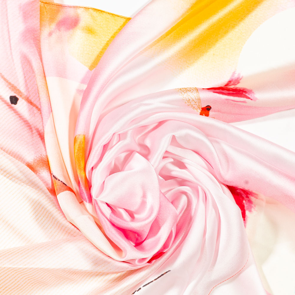 Eșarfă „Lotus Nocturn”, 85 x 180 cm, portocalie, 100% mătase vegană 4 