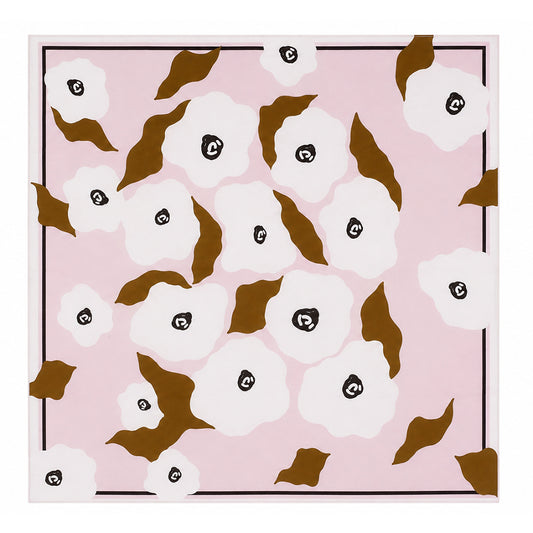 Rosewood Flowers Scarf, Blush Pink, 90 cm x 90 cm, 100% Silk