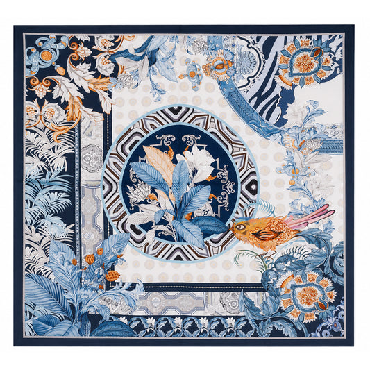 Azure Paradise Scarf, Blue, 90 cm x 90 cm, 100% Silk