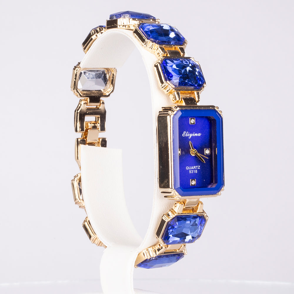 Ceas din Aliaj Placat cu Aur ( 200 grame ) cu Cristal Albastru Emporia® 1 