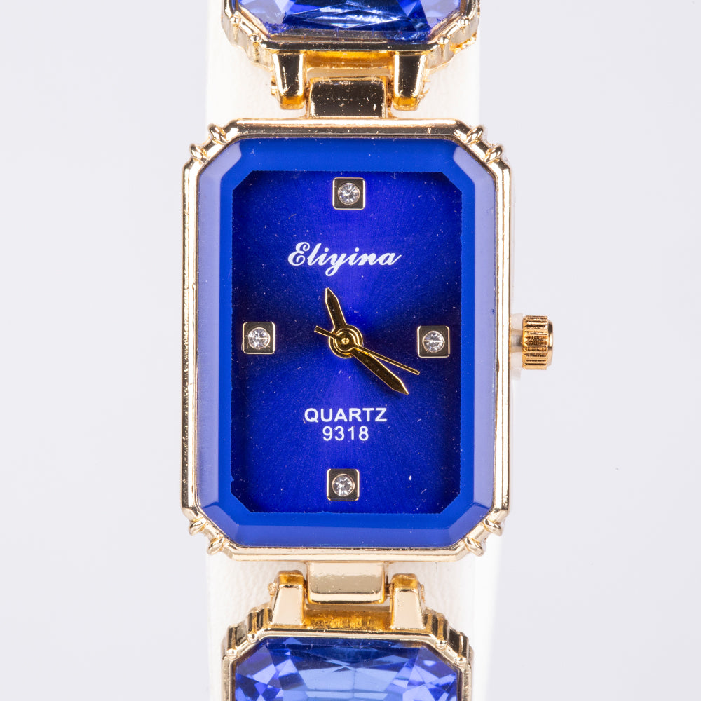 Ceas din Aliaj Placat cu Aur ( 200 grame ) cu Cristal Albastru Emporia®