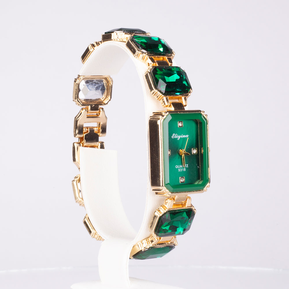 Ceas din Aliaj Placat cu Aur ( 200 grame ) cu Cristal Verde Emporia® 1 