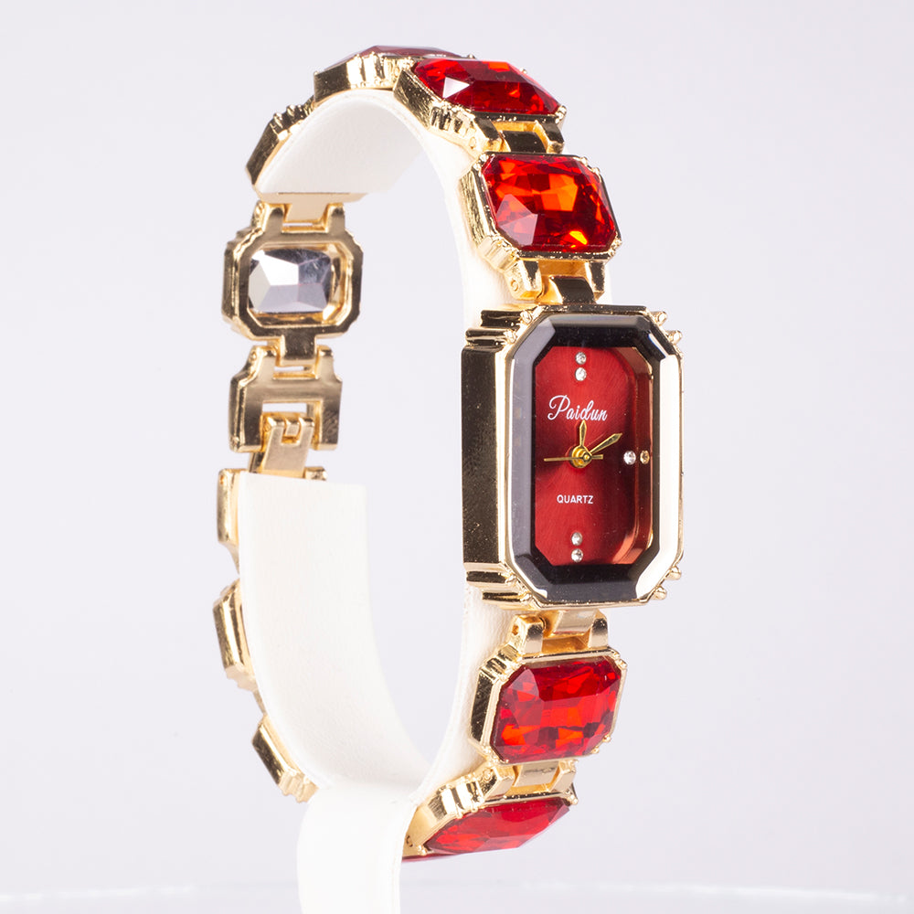 Ceas din Aliaj Placat cu Aur ( 200 grame ) cu Cristal Roșu Emporia® 1 