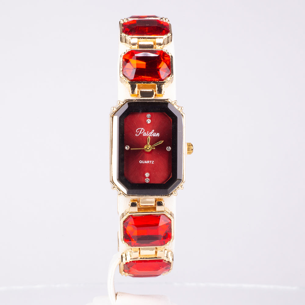 Ceas din Aliaj Placat cu Aur ( 200 grame ) cu Cristal Roșu Emporia® 4 