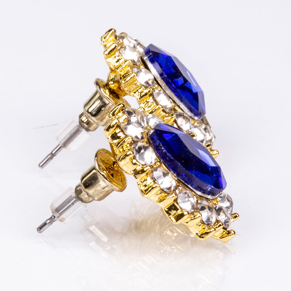 Set din Aliaj Placat cu Aur ( 60 grame ) cu Cristal Albastru Emporia® și Cristal Alb Emporia® ( Colier+Cercei ) 2 