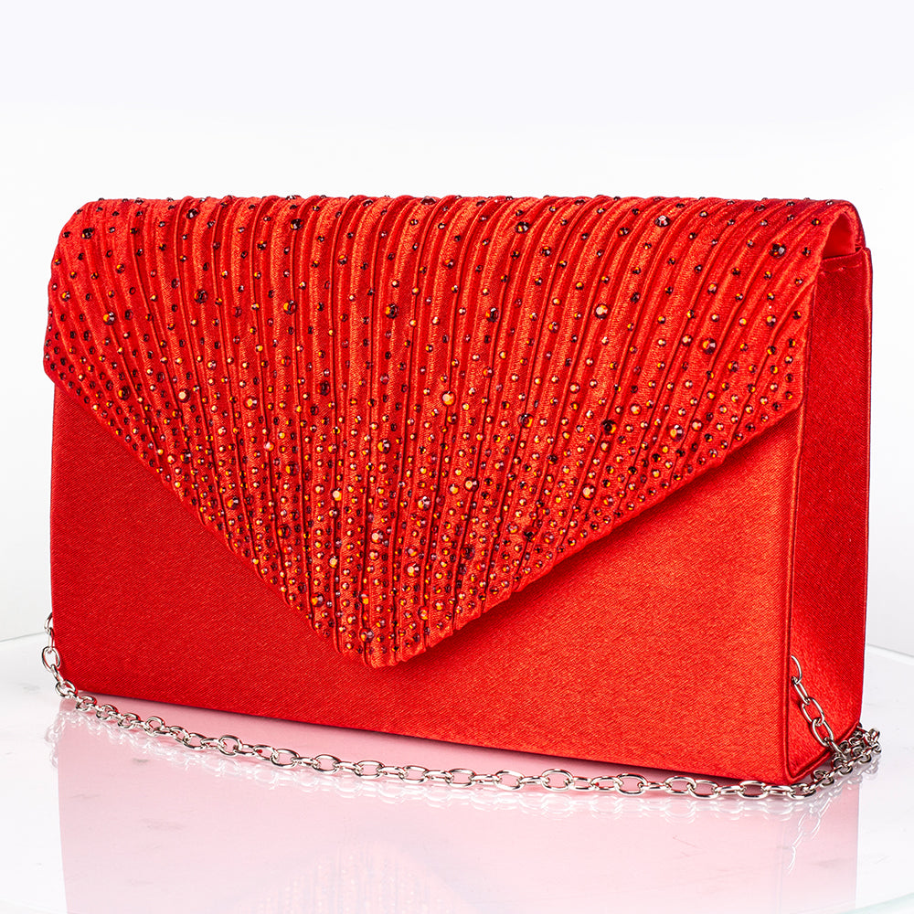 Geantă din Aliaj Placat cu Aur ( 225 grame ) cu Cristal Roșu Emporia® și Cristal Alb Emporia® ( Colier+Cercei+Brățară+Inel )