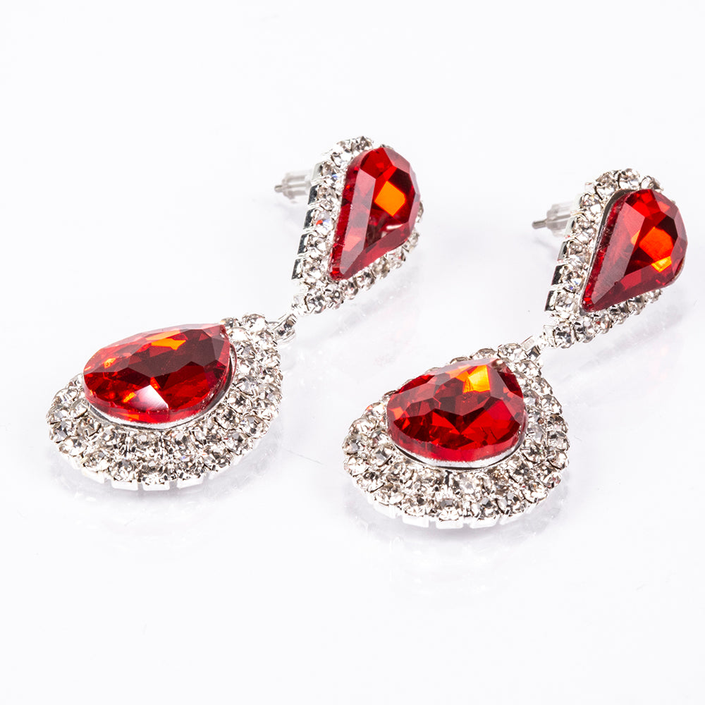 Geantă din Aliaj Placat cu Aur ( 225 grame ) cu Cristal Roșu Emporia® și Cristal Alb Emporia® ( Colier+Cercei+Brățară+Inel ) 7 