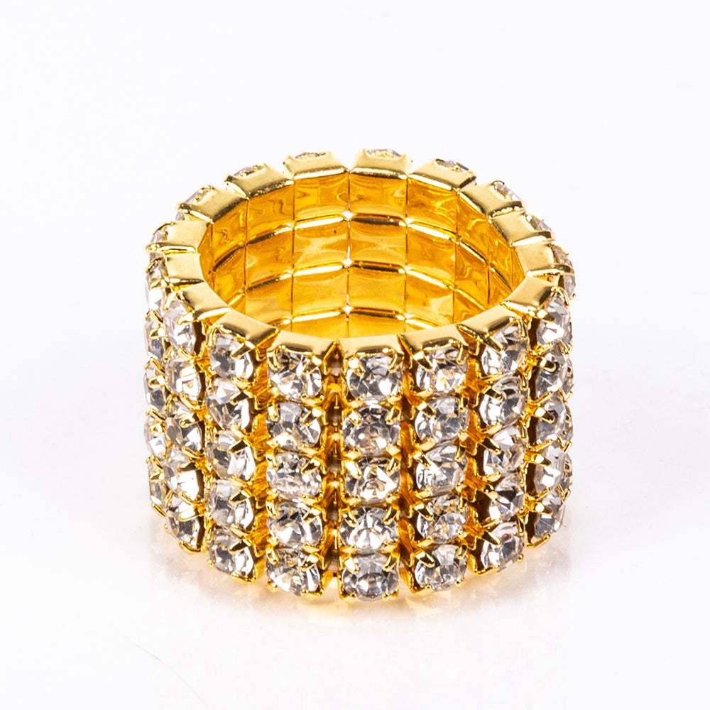 Geantă din Aliaj Placat cu Aur ( 198 grame ) cu Cristal Alb Emporia® ( Colier+Cercei+Brățară+Inel ) 3 