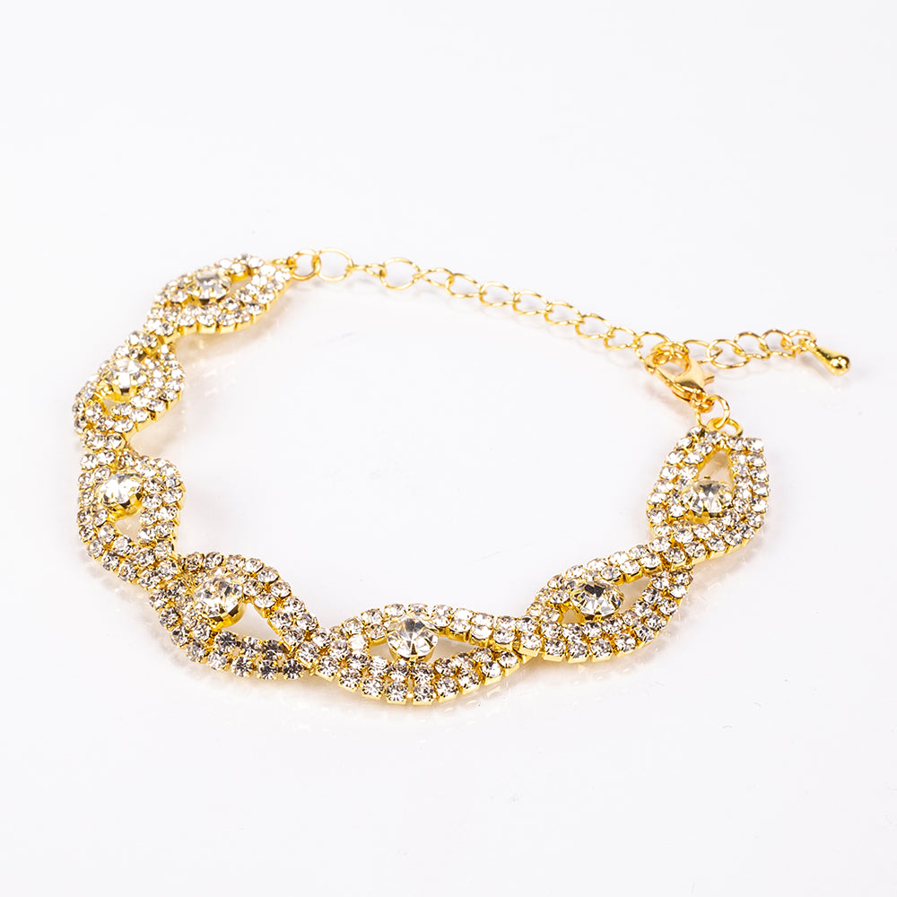 Geantă din Aliaj Placat cu Aur ( 198 grame ) cu Cristal Alb Emporia® ( Colier+Cercei+Brățară+Inel ) 5 