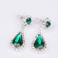 Set din Aliaj Placat cu Aur ( 30 grame ) cu Cristal Verde Emporia® și Cristal Alb Emporia® ( Colier+Cercei+Brățară+Inel )