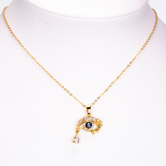 Colier din Aliaj Placat cu Aur ( 5 grame ) cu Safir 0.35 Carate