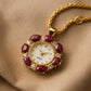 Colier din Aliaj Placat cu Aur ( 1.09 grame ) cu Rubin și Cristal Alb Emporia® 5.46 Carate