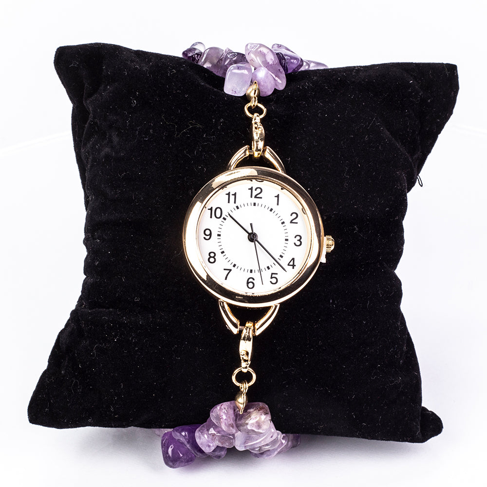 Ceas din Aliaj Placat cu Aur ( 170 grame ) cu Turcoaz și Ametist 537 Carate ( Brățară )
